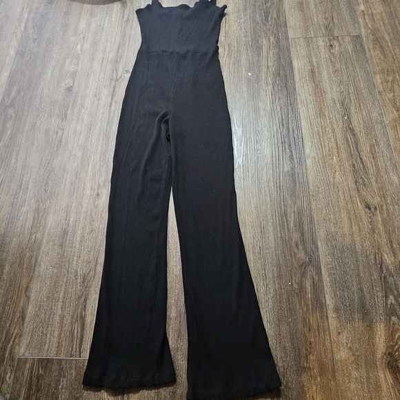 Reformation Jeans Black Ribbed Knit Jumpsuit | Size M | Made in USA Minimalist - Picture 11 of 11